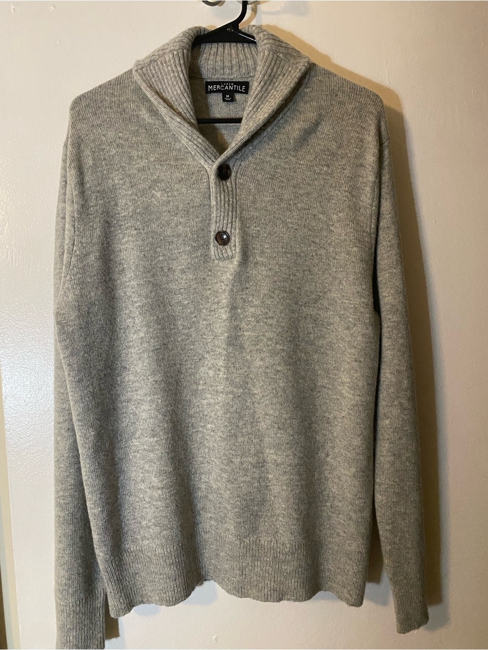 J CREW Men's Shawl Collar Pullover Soft Sweater - Light Gray - Medium